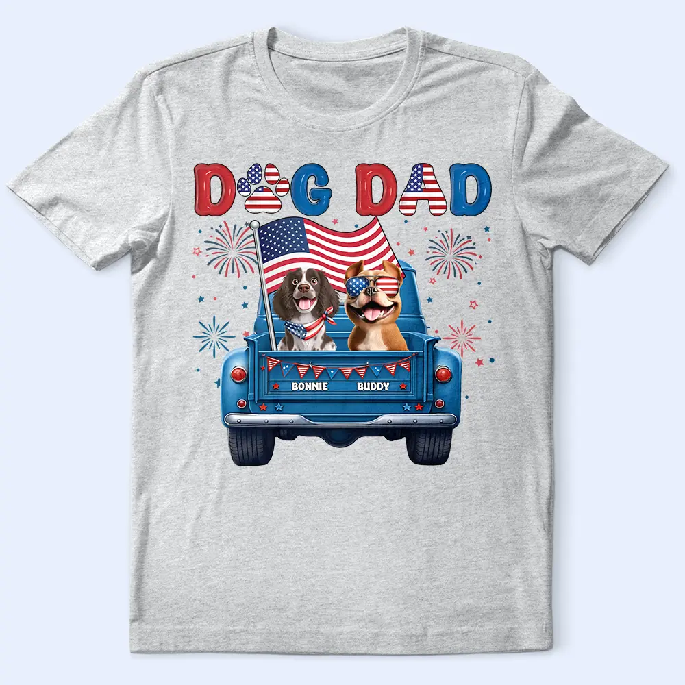 Stars & Stripes Dog Mom Dog Dad - Personalized T Shirt - Image 2