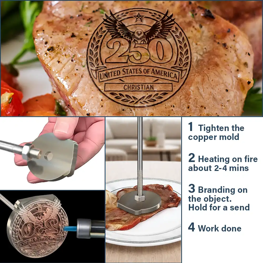 Stars & Stripes Eagle USA 250 - Personalized Grilling Branding Stamp - Image 4