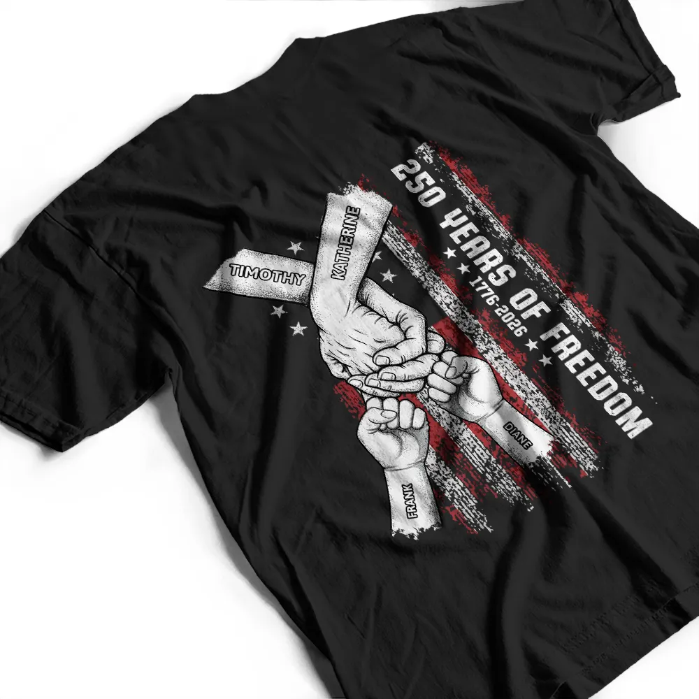Stars & Stripes Family 250 Years Of Freedom - Personalized T Shirt - Image 3