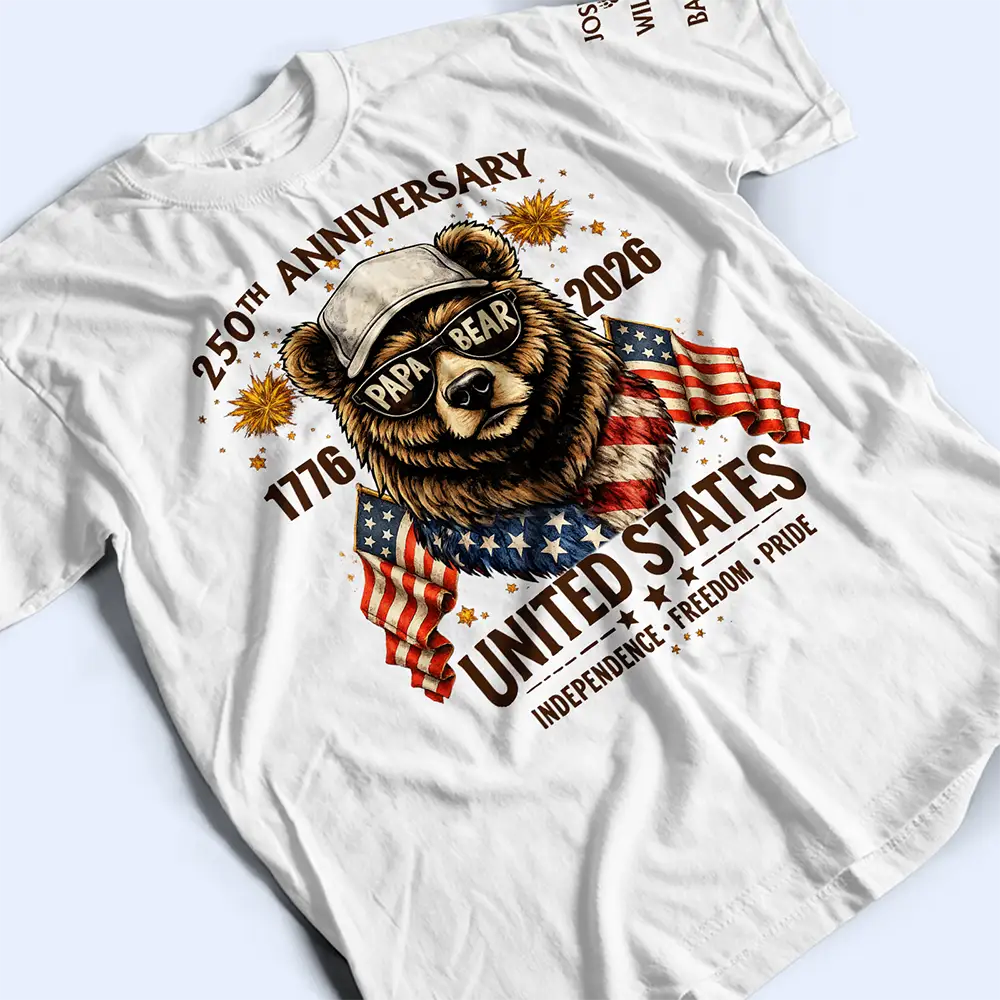 Stars & Stripes Grandpa Bear - Personalized T Shirt - Image 3