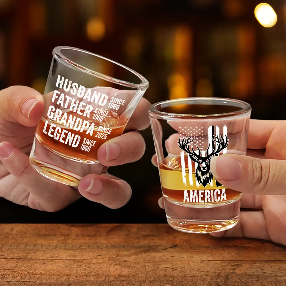 Stars & Stripes Legend Husband Daddy Since - Personalized Shot Glass - Image 2