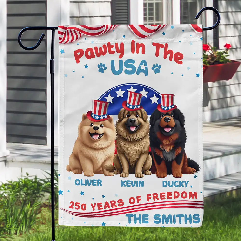 Stars & Stripes Pawty In The USA - Personalized Flag - Image 3