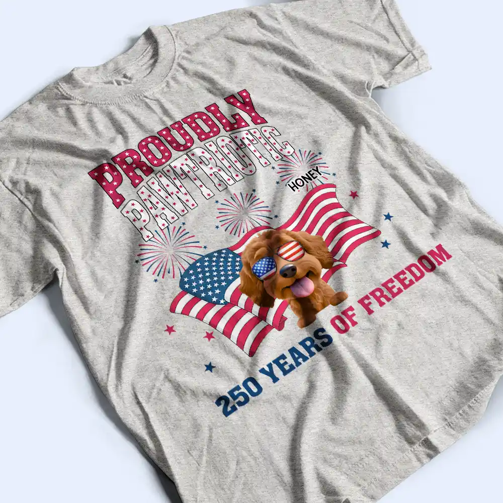 Stars & Stripes Proudly Pawtriotic 250 Years Of Freedom - Personalized T Shirt - Image 3