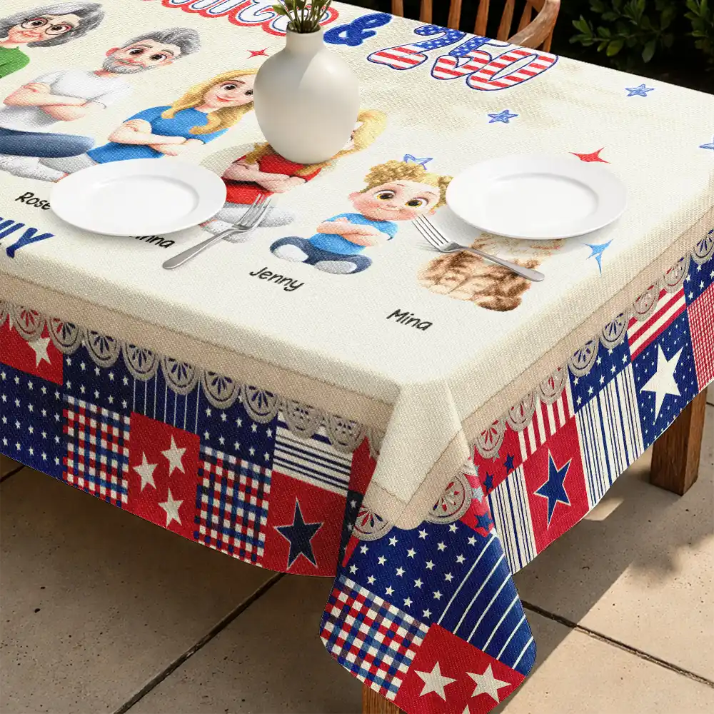 Stars & Stripes Red White And 250 - Personalized Tablecloth - Image 2