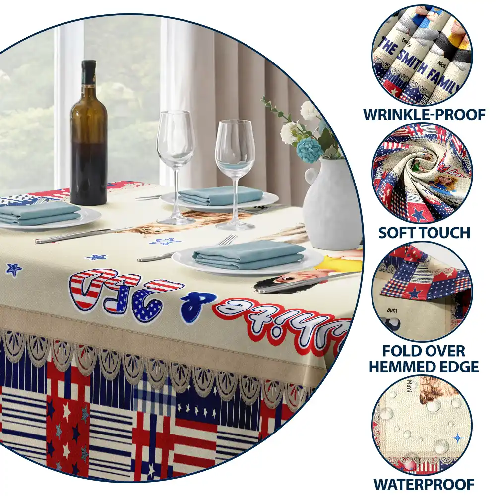 Stars & Stripes Red White And 250 - Personalized Tablecloth - Image 4