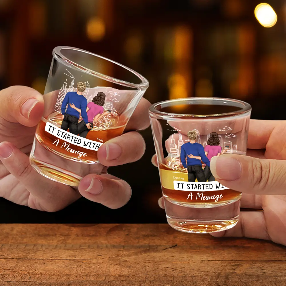 Started With A Message Couples - Personalized Shot Glass - Image 2