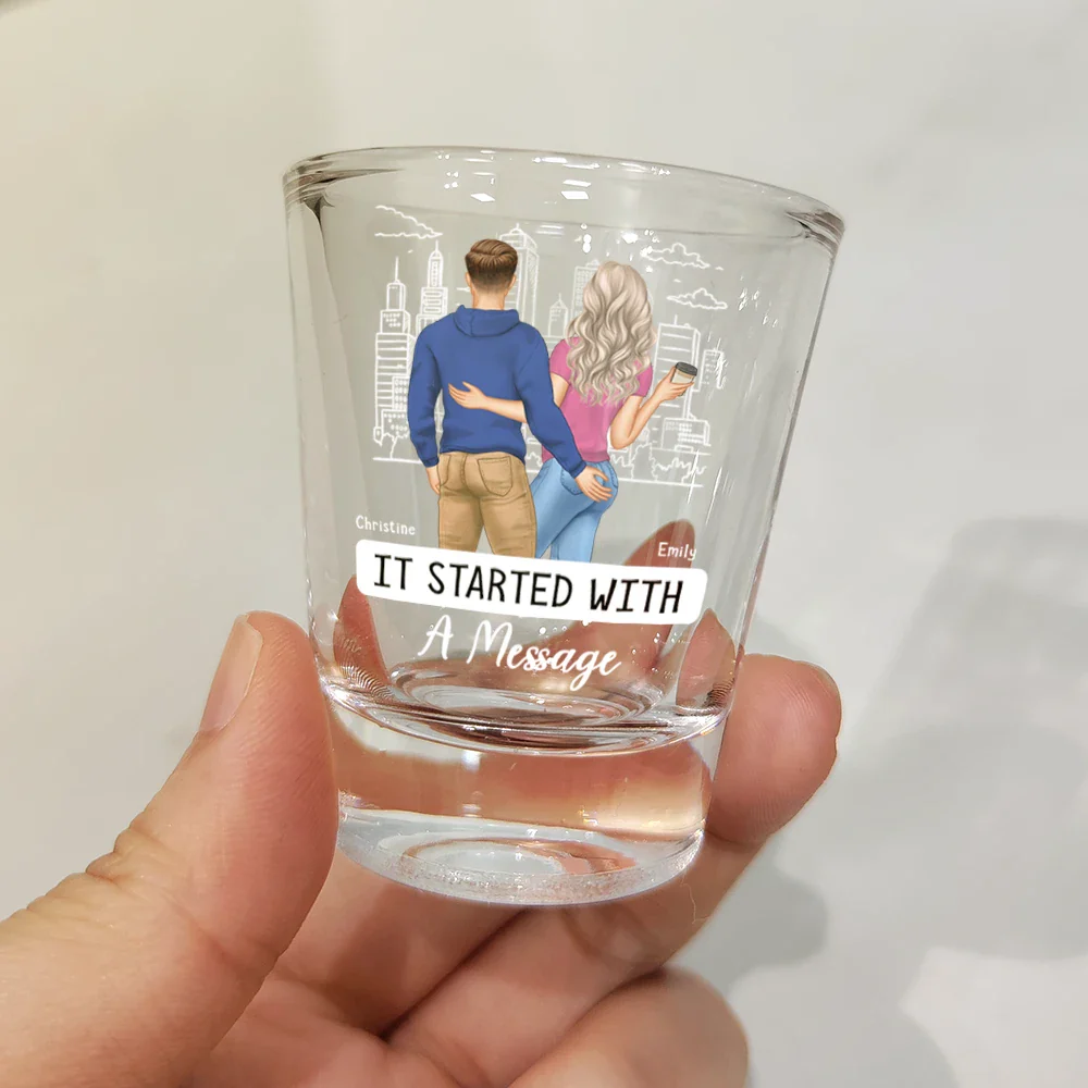 Started With A Message Couples - Personalized Shot Glass - Image 3