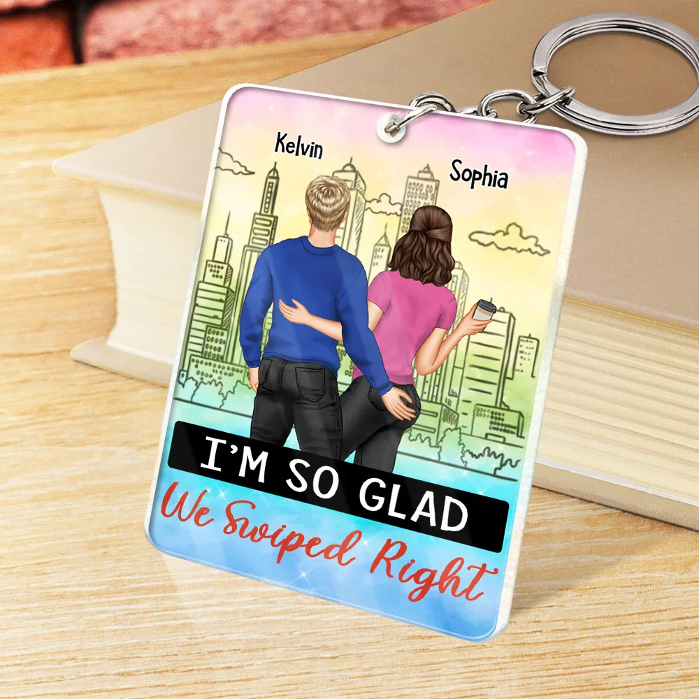 Started With A Message Song QR Code Couples - Personalized Acrylic Keychain - Image 3