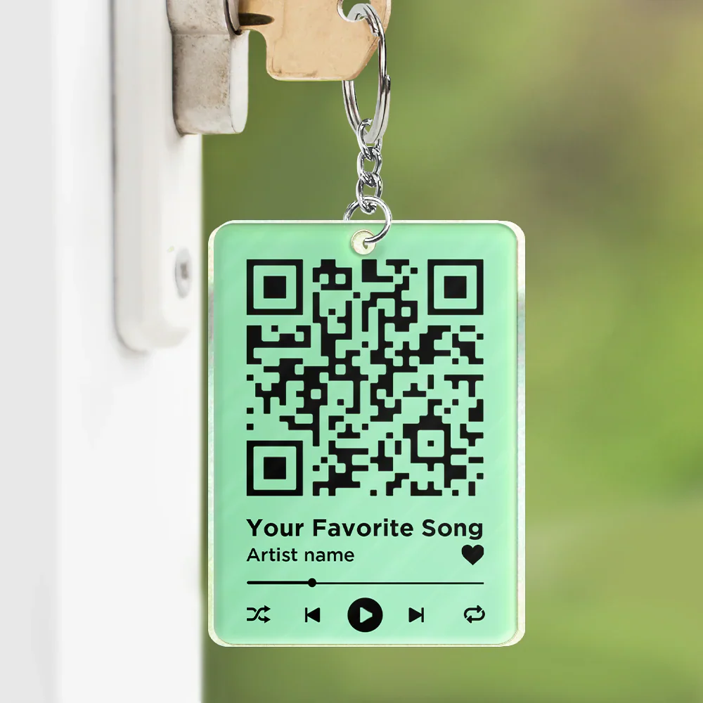Started With A Message Song QR Code Couples - Personalized Acrylic Keychain - Image 4