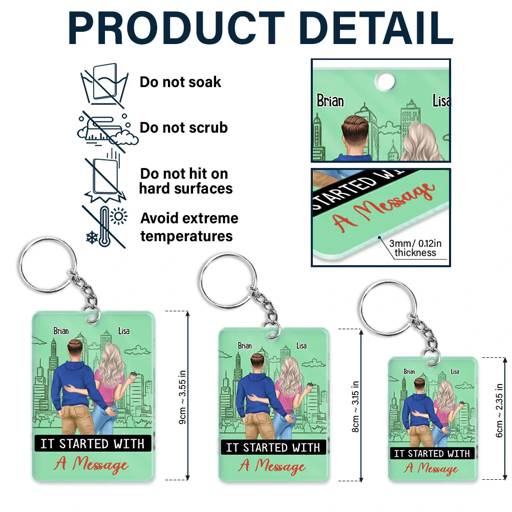 Started With A Message Song QR Code Couples - Personalized Acrylic Keychain - Image 6