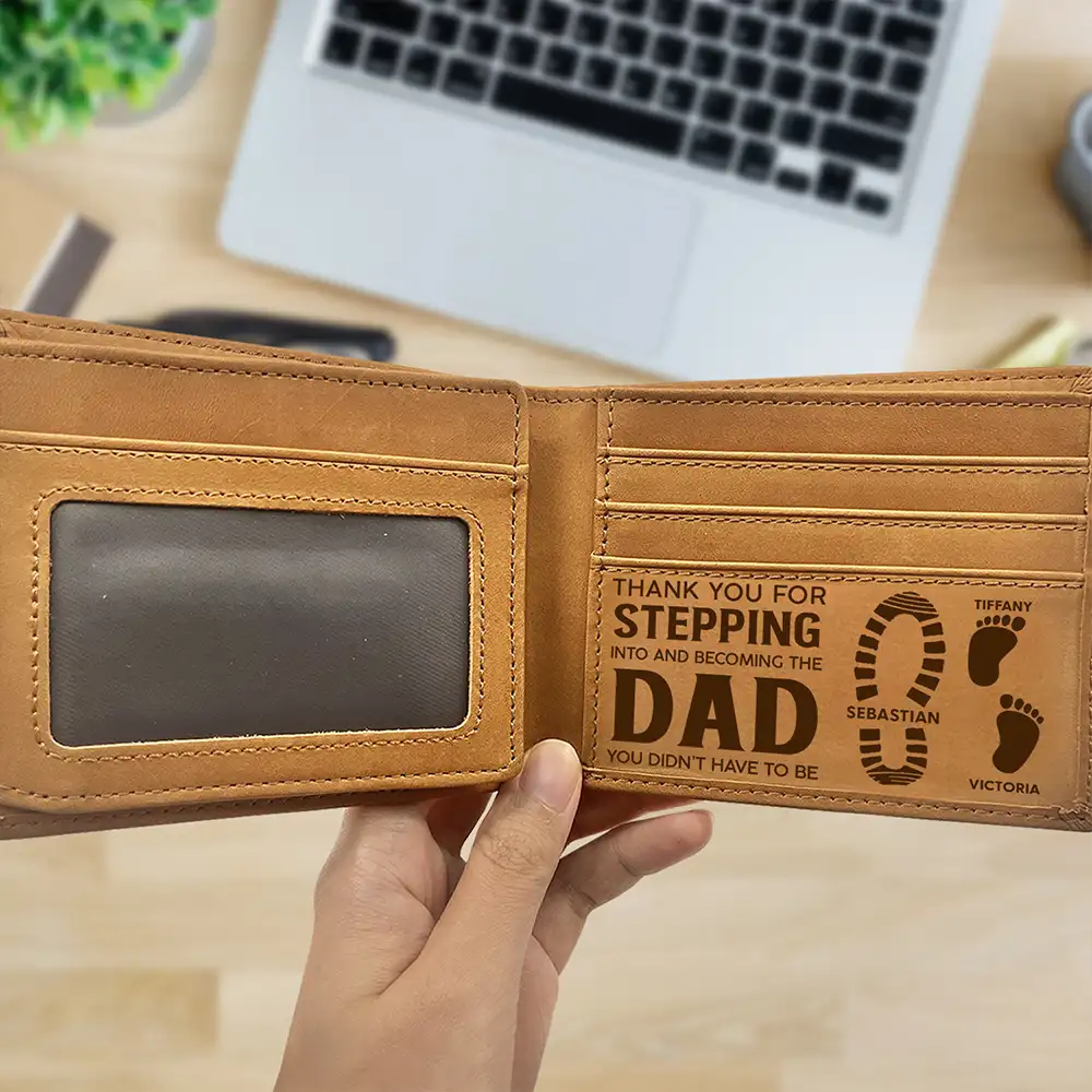 Stepdad, Bonus Dad Thank You For Stepping Into - Personalized Bifold Wallet - Image 2