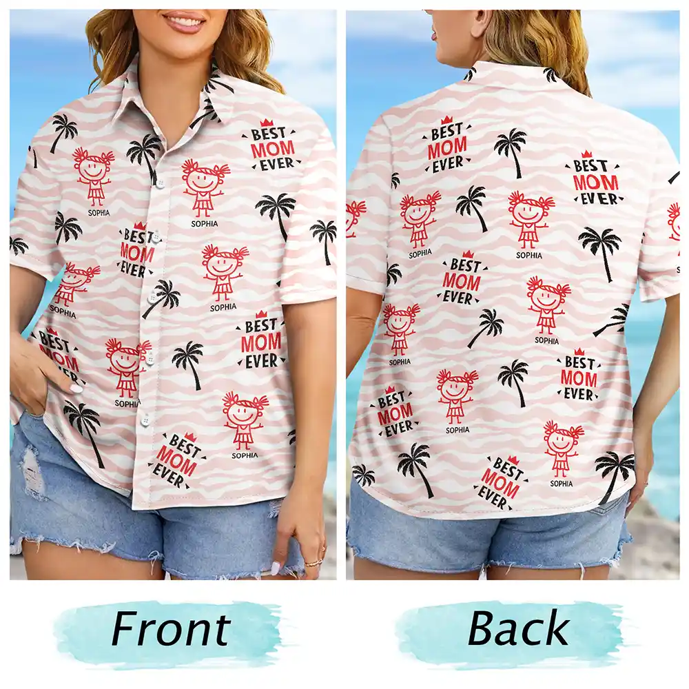 Stick Figures Best Dad Grandpa Ever - Personalized Hawaiian Shirt - Image 6