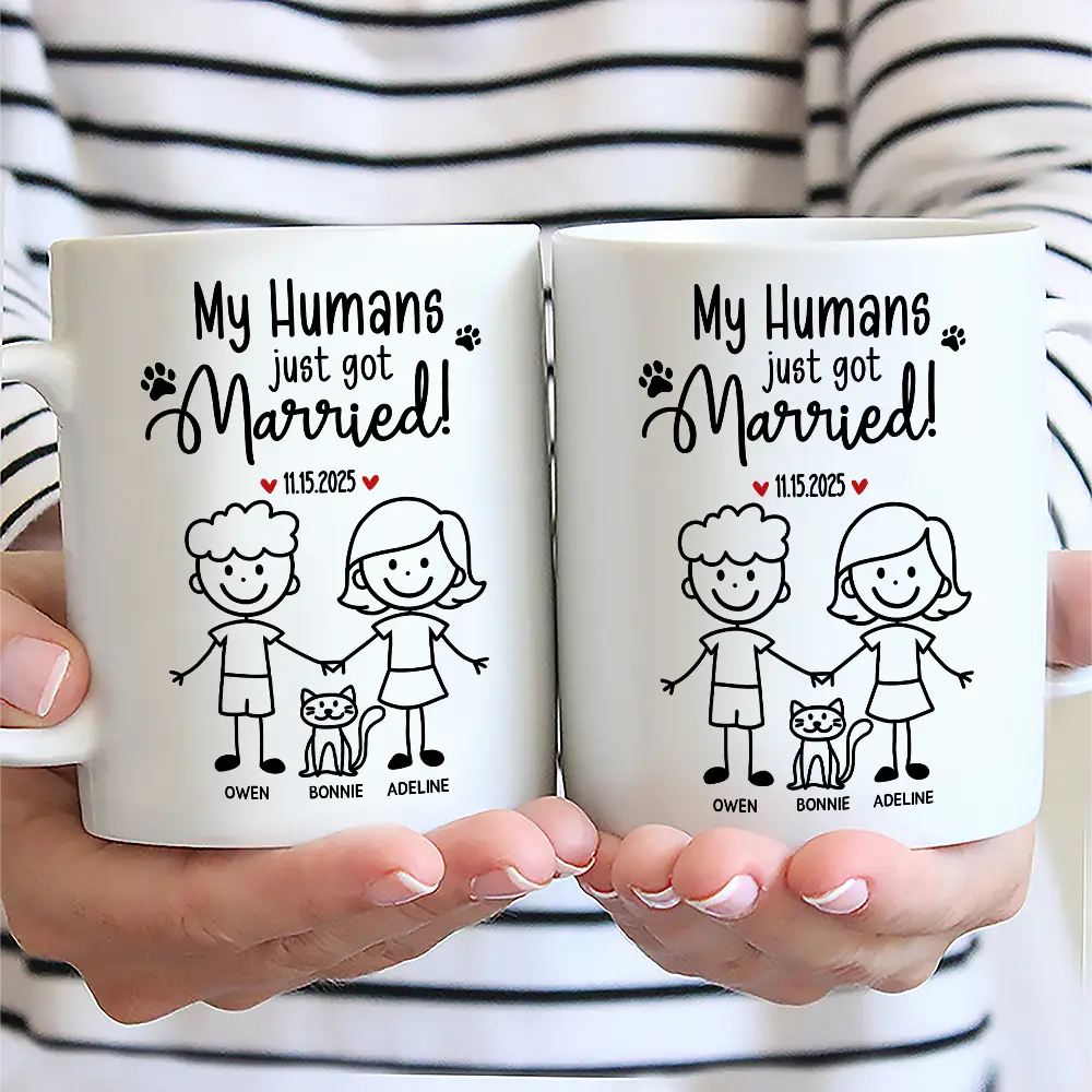 Stick Figures My Humans Are Getting Engaged Married - Personalized Mug - Image 2