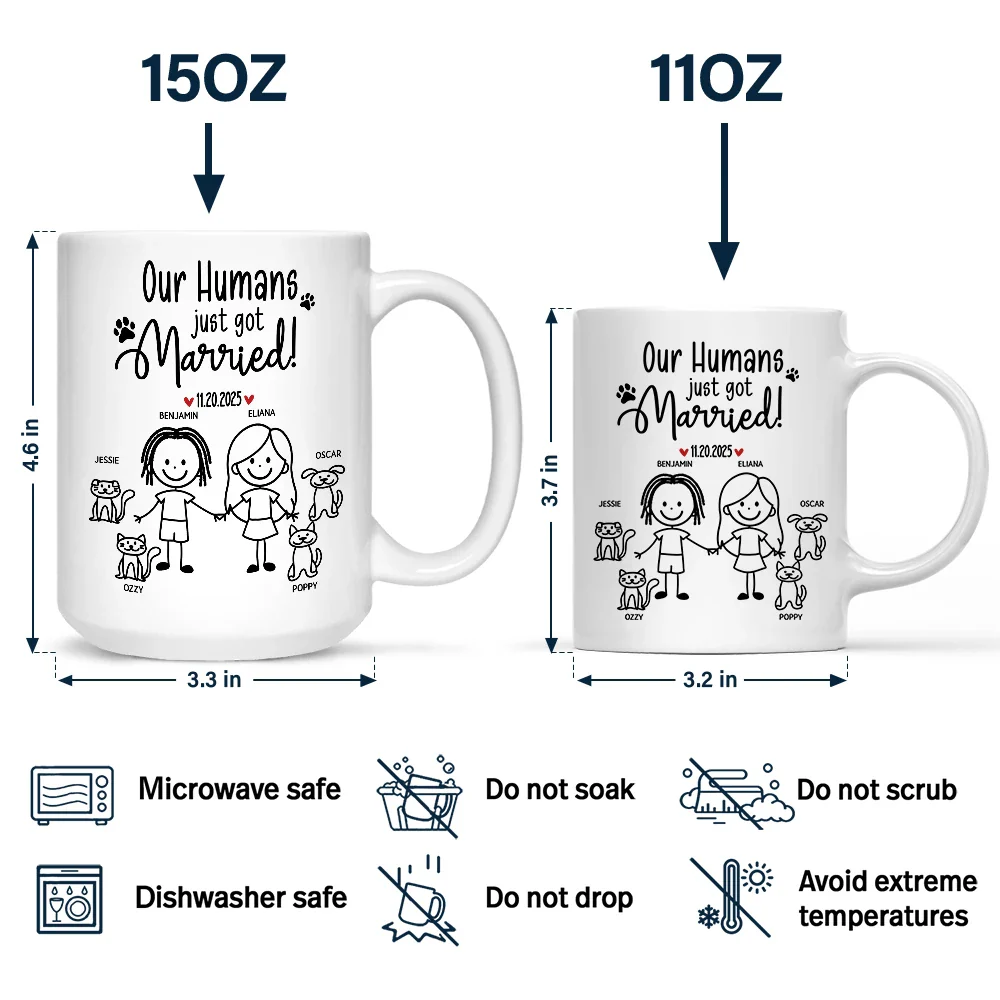 Stick Figures My Humans Are Getting Engaged Married - Personalized Mug - Image 4