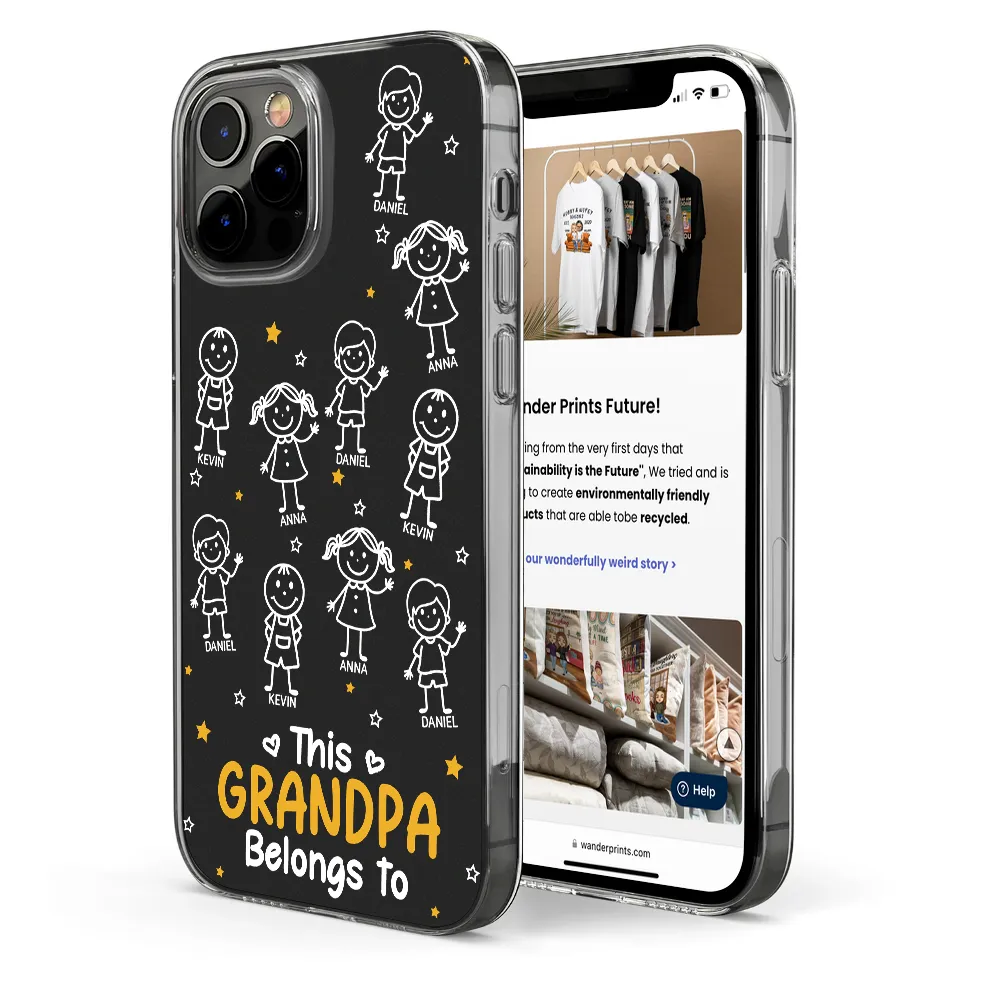 Stick Figures This Grandpa Grandma Belongs To Kids Pet - Personalized Clear Phone Case - Image 4