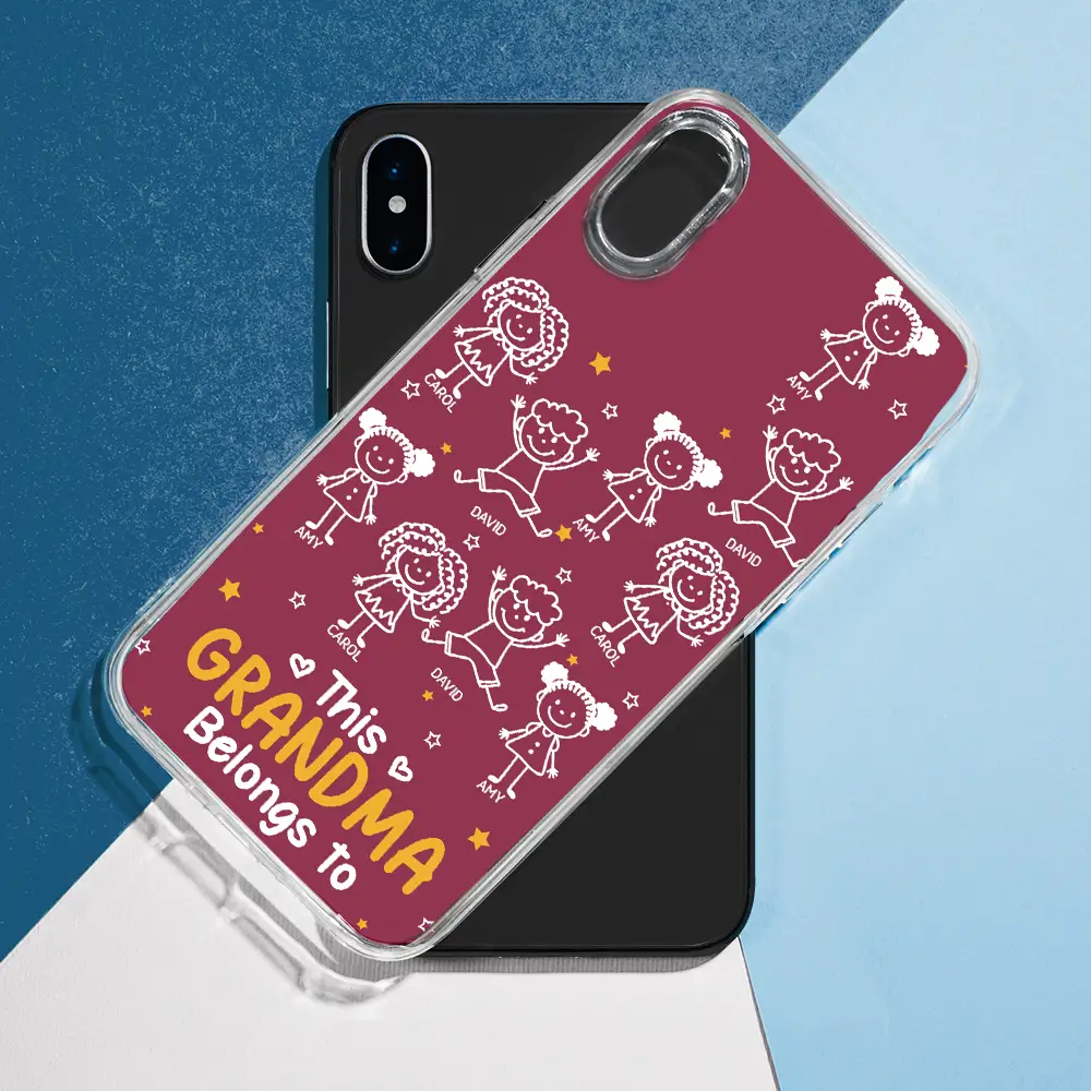 Stick Figures This Grandpa Grandma Belongs To Kids Pet - Personalized Clear Phone Case - Image 7