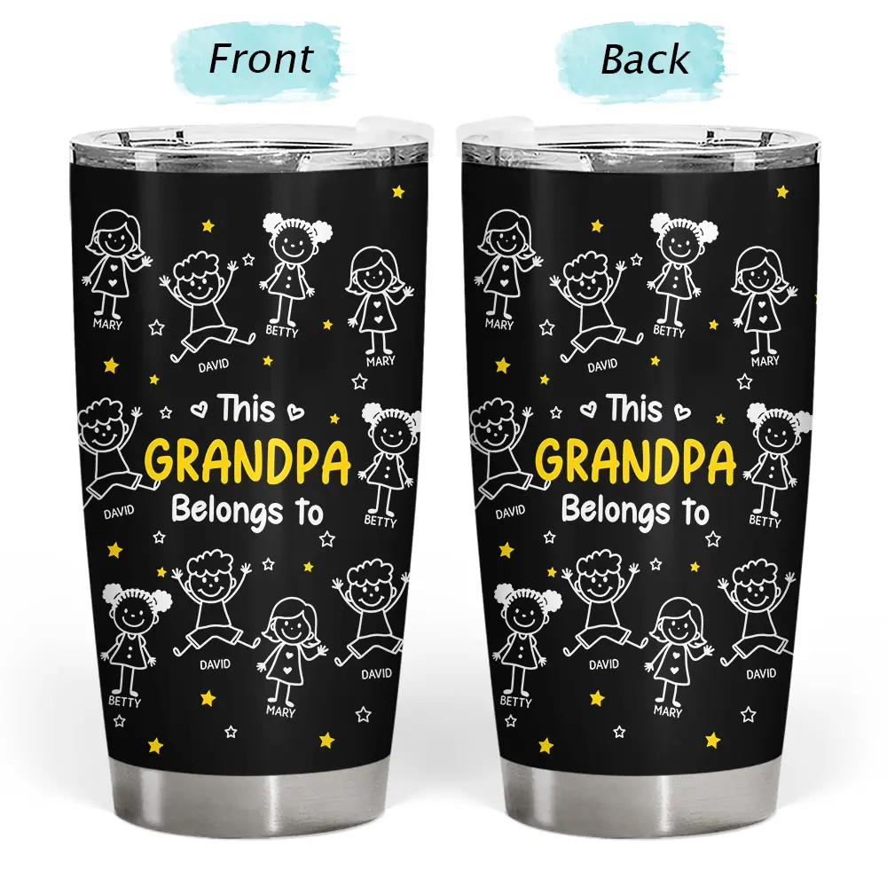 Stick Figures This Grandpa Grandma Belongs To Kids Pet - Personalized Tumbler - Image 3
