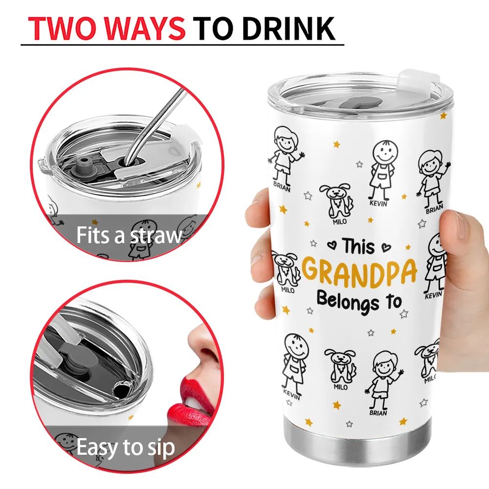 Stick Figures This Grandpa Grandma Belongs To Kids Pet - Personalized Tumbler - Image 4
