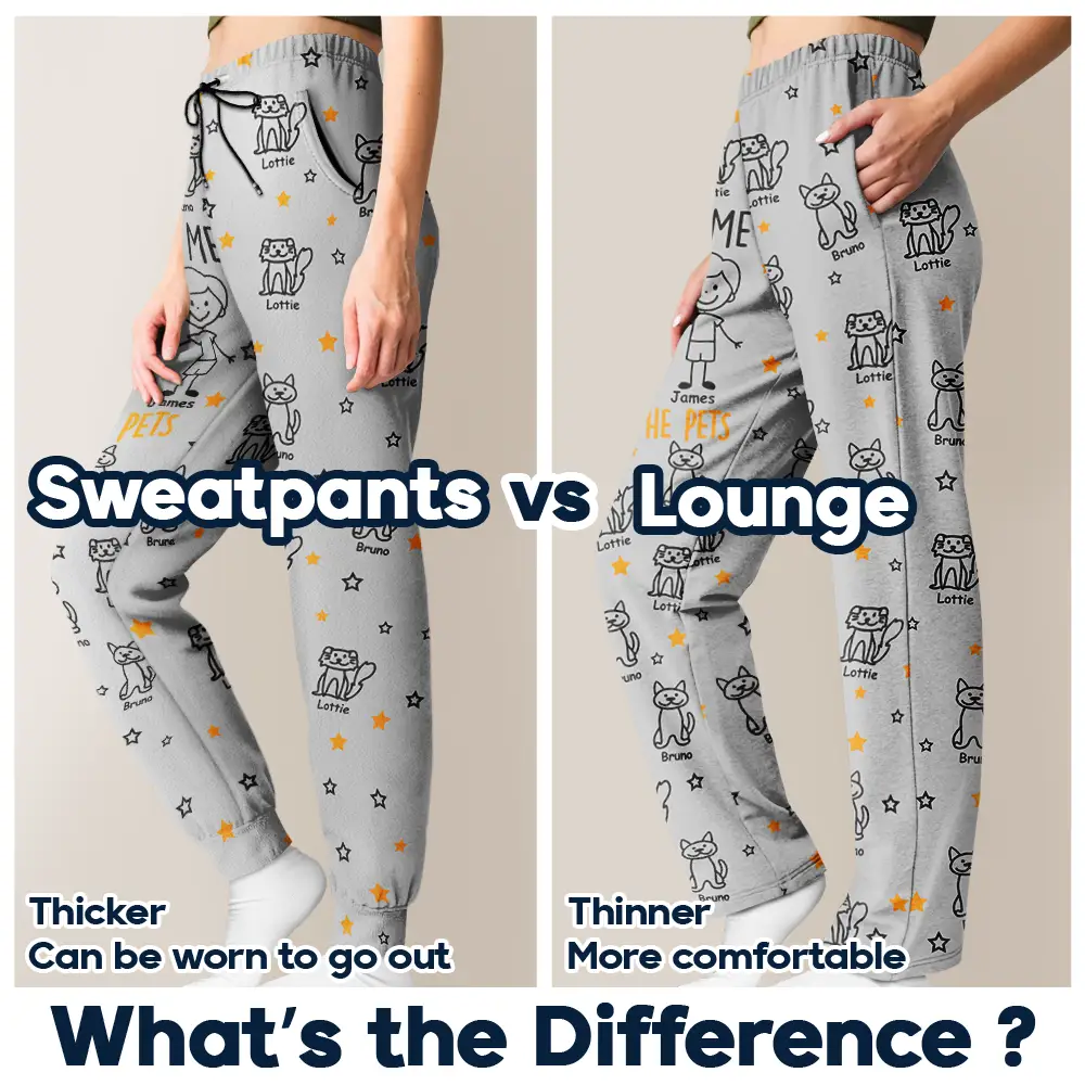 Stick Figures You Me And The Dog Cat - Personalized Pajama Pants - Image 6