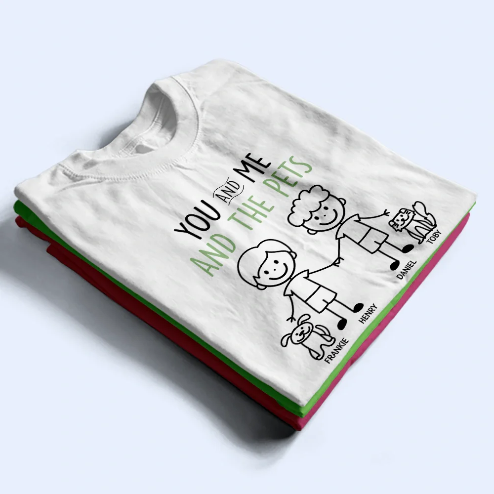 Stick Figures You Me And The Dog Cat - Personalized T Shirt - Image 2