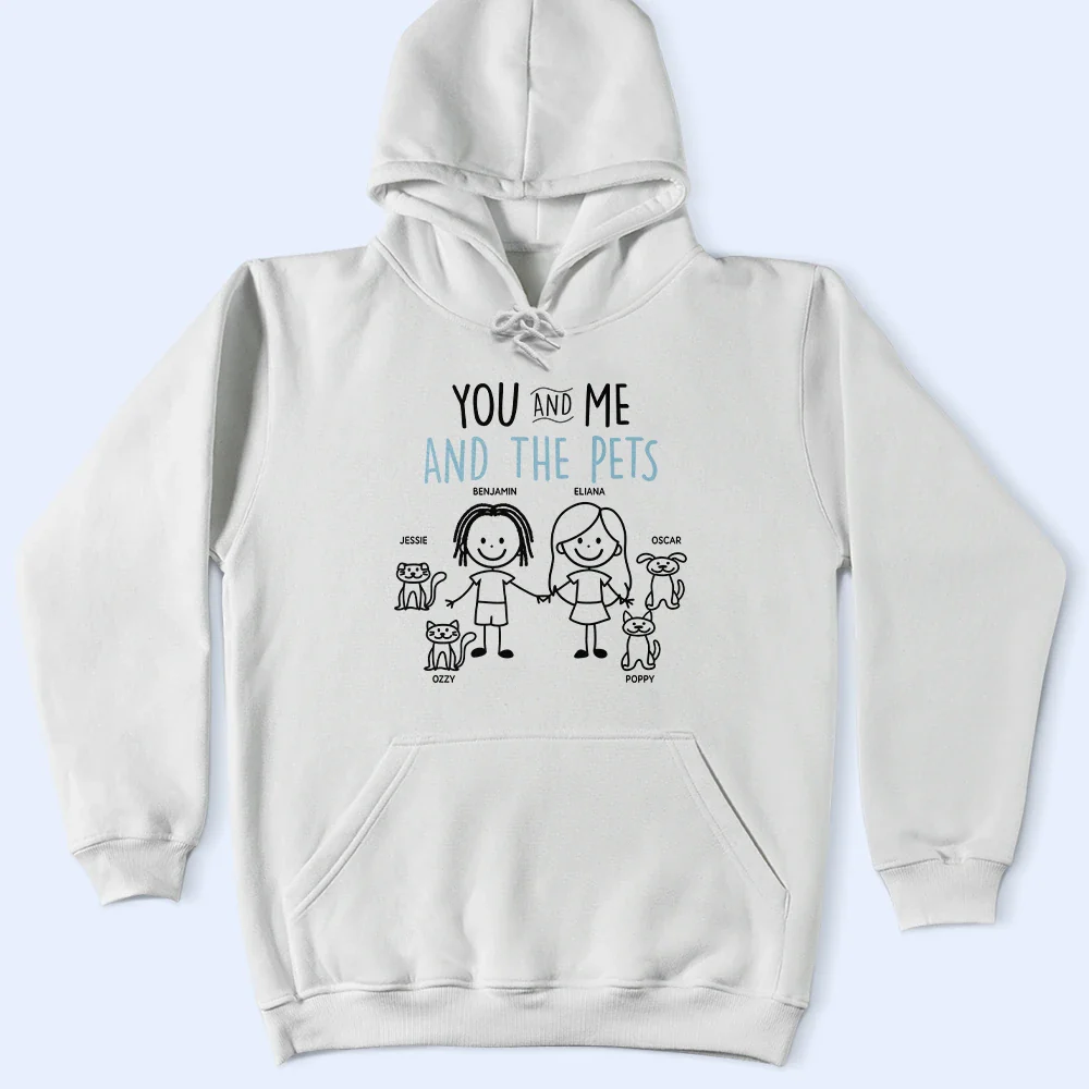 Stick Figures You Me And The Dog Cat - Personalized T Shirt - Image 4