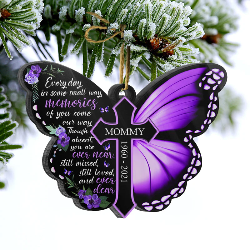 Still Missed Still Loved - Memorial Gift - Personalized Custom Butterfly Acrylic Ornament - Image 3
