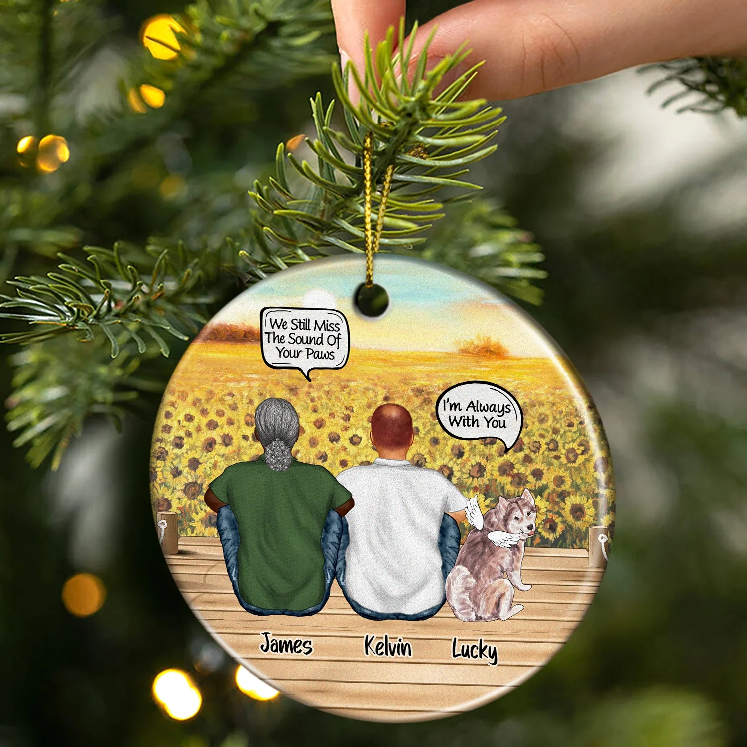 Still Talk About You Couple Dog Loss Cat Loss Pet Memorial - Christmas Gift - Personalized Custom Circle Ceramic Ornament - Image 2