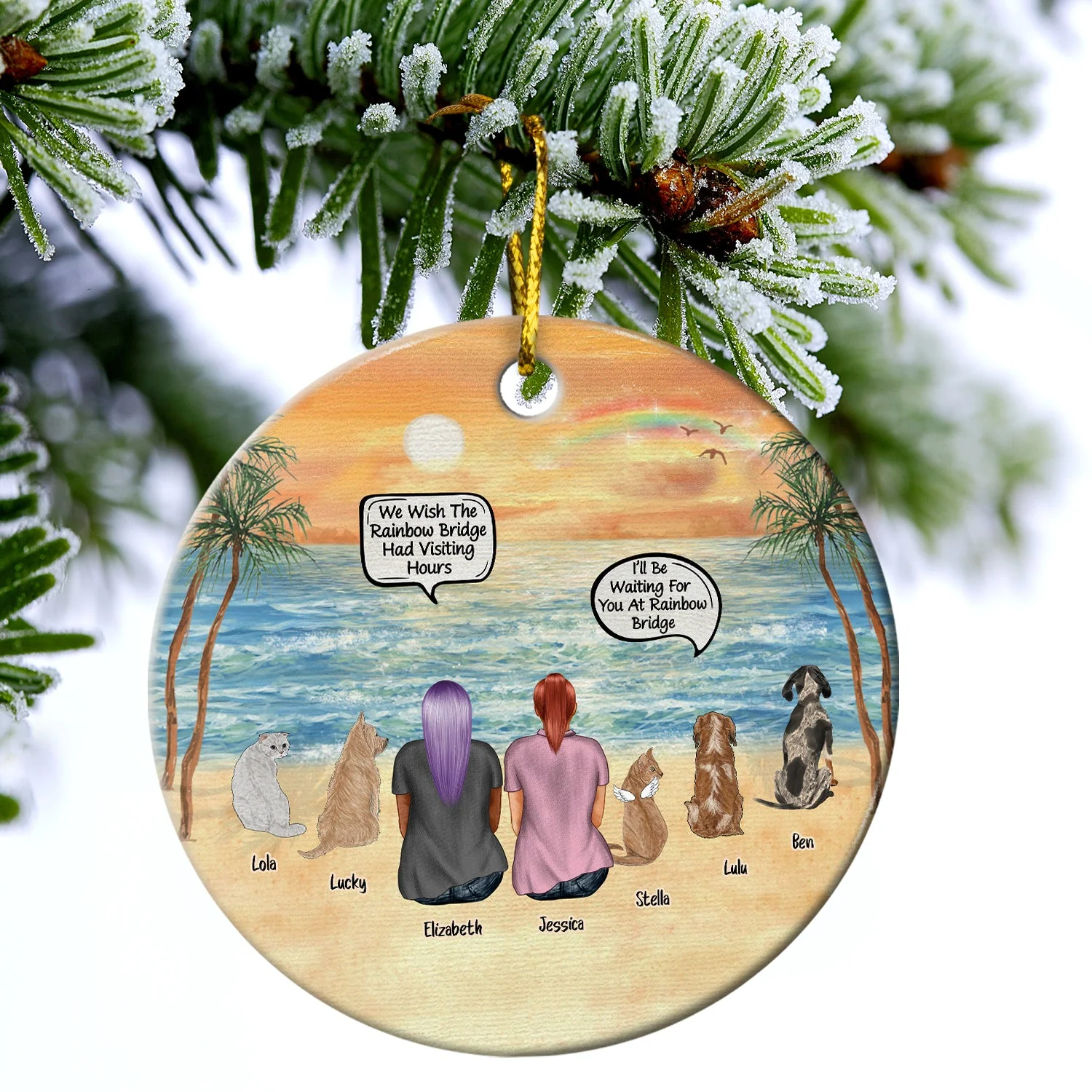 Still Talk About You Couple Dog Loss Cat Loss Pet Memorial - Christmas Gift - Personalized Custom Circle Ceramic Ornament - Image 3