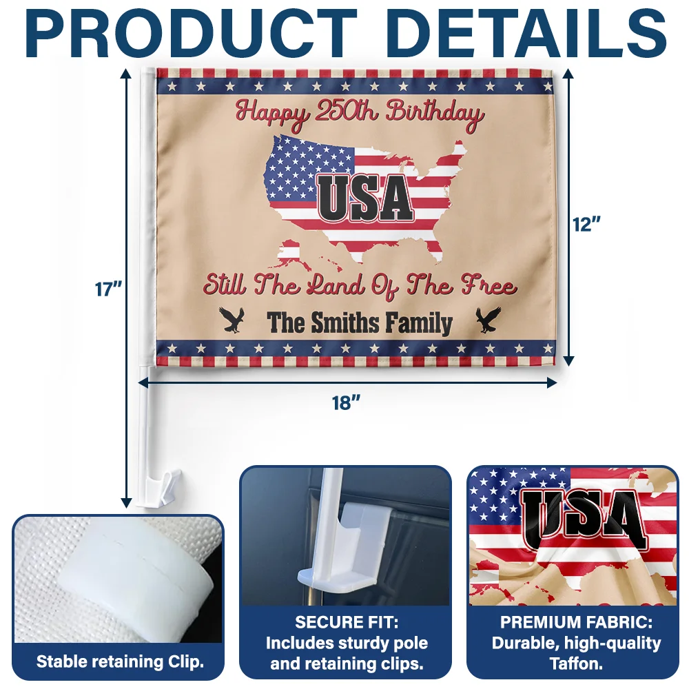 Still The Land Of The Free - Personalized Car Flag - Image 6