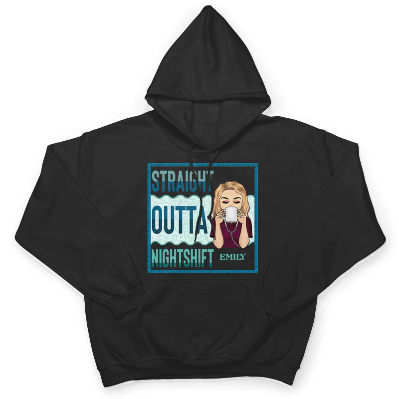 Straight Outta Nightshift - Gift For Nurse - Personalized Custom T Shirt - Image 4