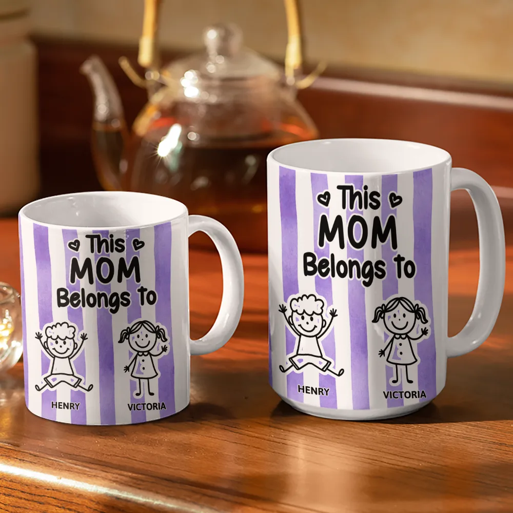 Striped This Belongs To - Personalized White Edge-to-Edge Mug - Image 3