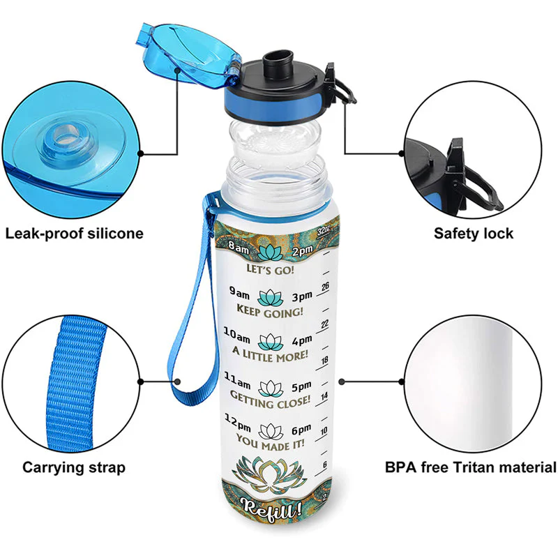 Suck It Up Butter Cup Drink Your Effing Water - Gift For Yoga Lovers - Personalized Custom Water Tracker Bottle - Image 4