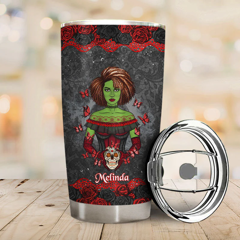 Sugar Skull Be A Witch - Gift For Yourself - Personalized Custom Tumbler - Image 2