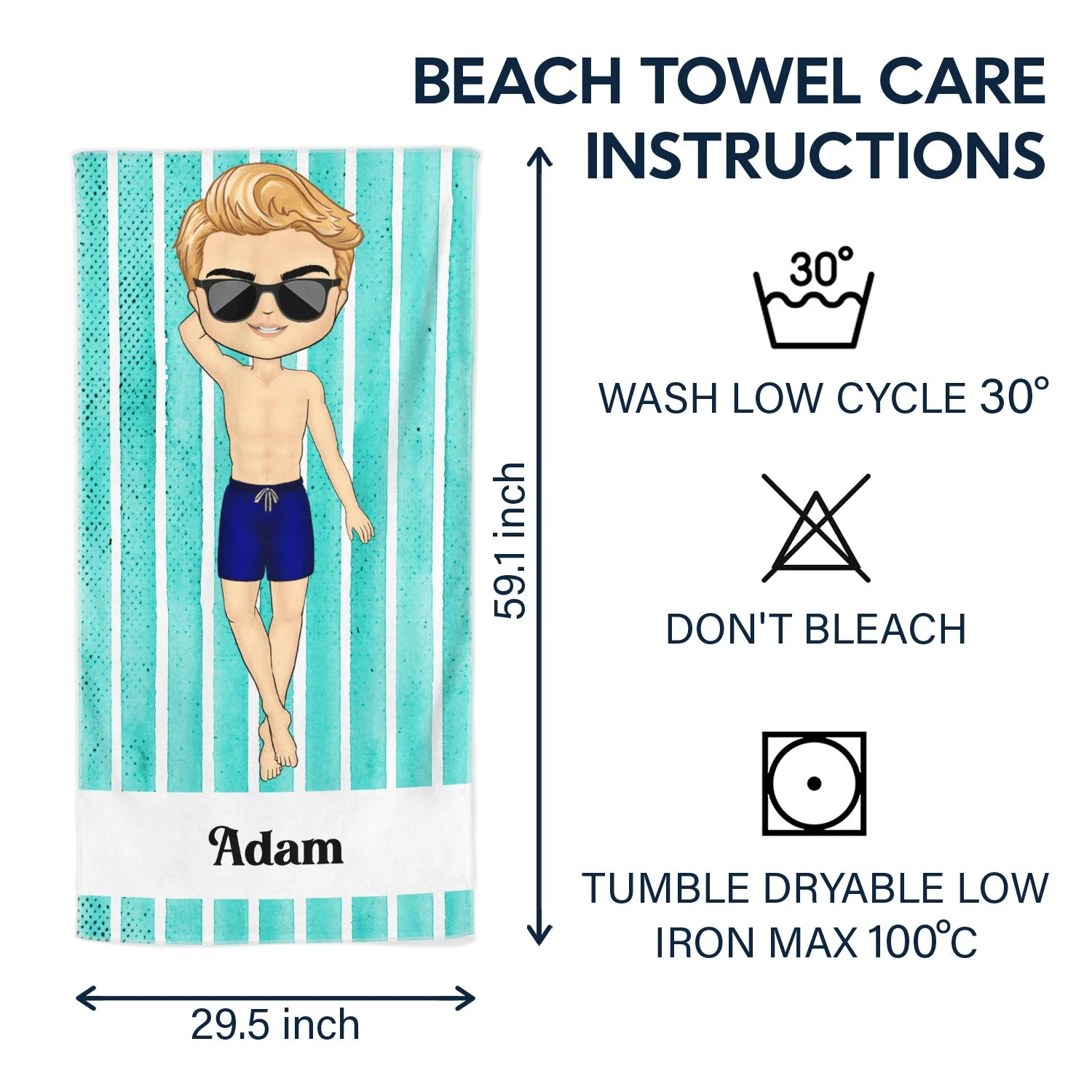 Summer, Beach, Pool, Travel - Gift For Her, Him, Besties, Family - Personalized Custom Beach Towel - Image 6