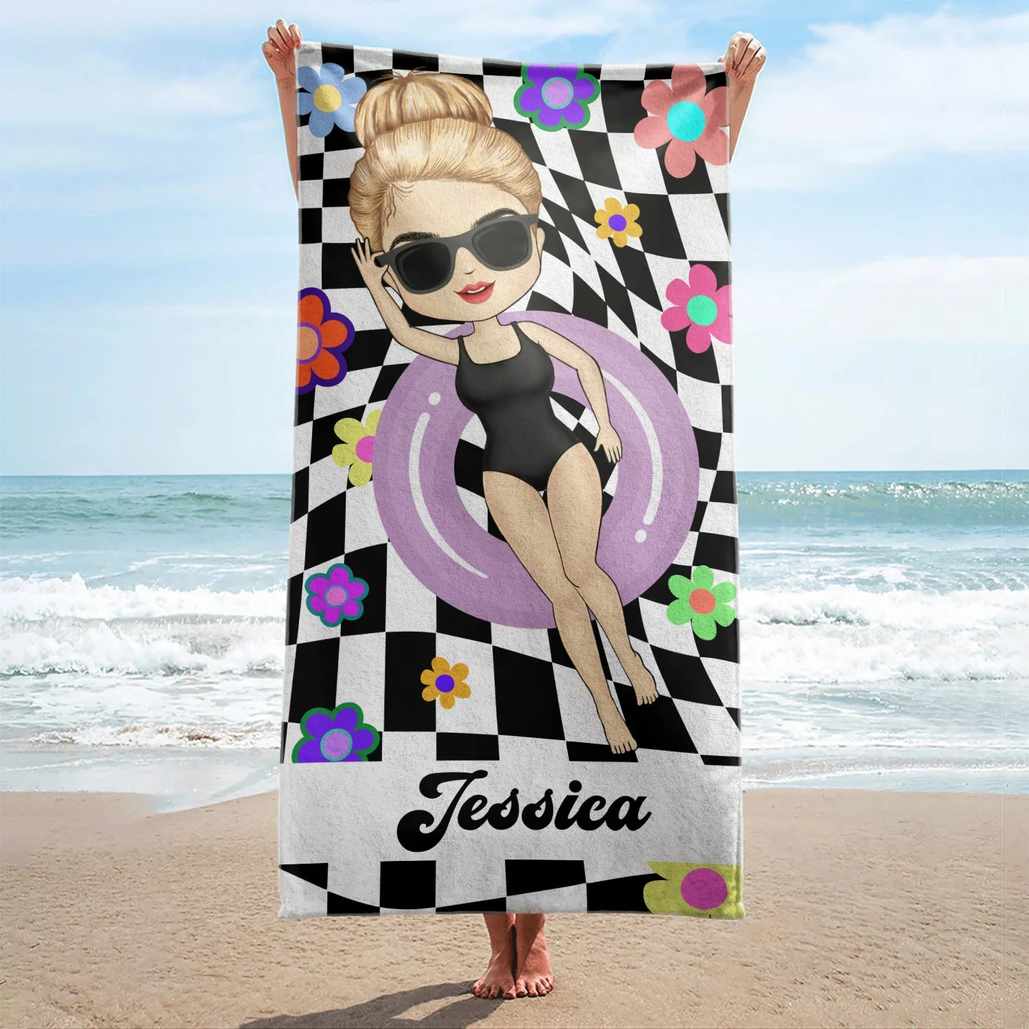 Summer Beach Sea Ocean Pool - Gift For Him, Her, Yourself, Girlfriend, Boyfriend, BFF Best Friends, Traveling Lovers - Personalized Custom Beach Towel - Image 2