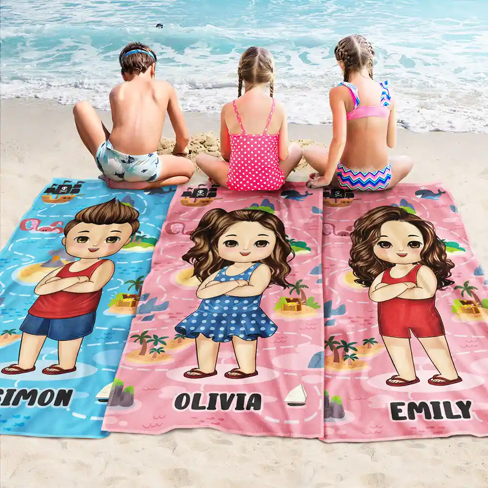 Summer Beach Vacation Holiday Vibe Maze Labyrinth - Personalized Beach Towel - Image 3