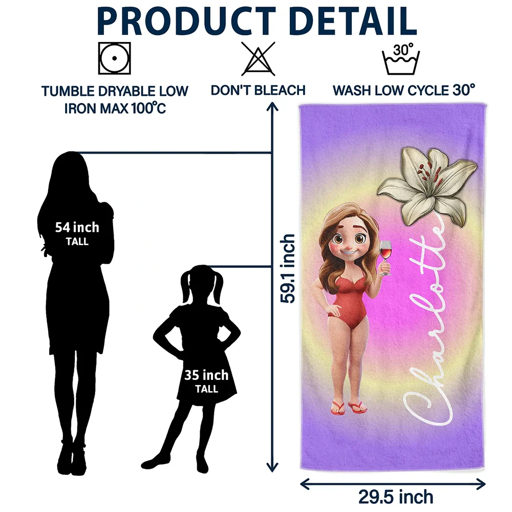Summer Birth Flower Gradient Aura Colorful Angel Glow - Personalized Beach Towel - Image 6