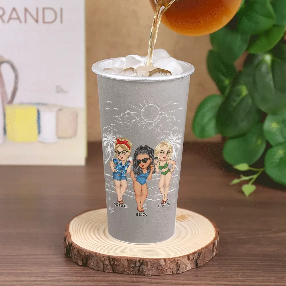 Summer Girls Trip Cheaper Than Therapy - Personalized Aluminum Color Changing Cup - Image 2