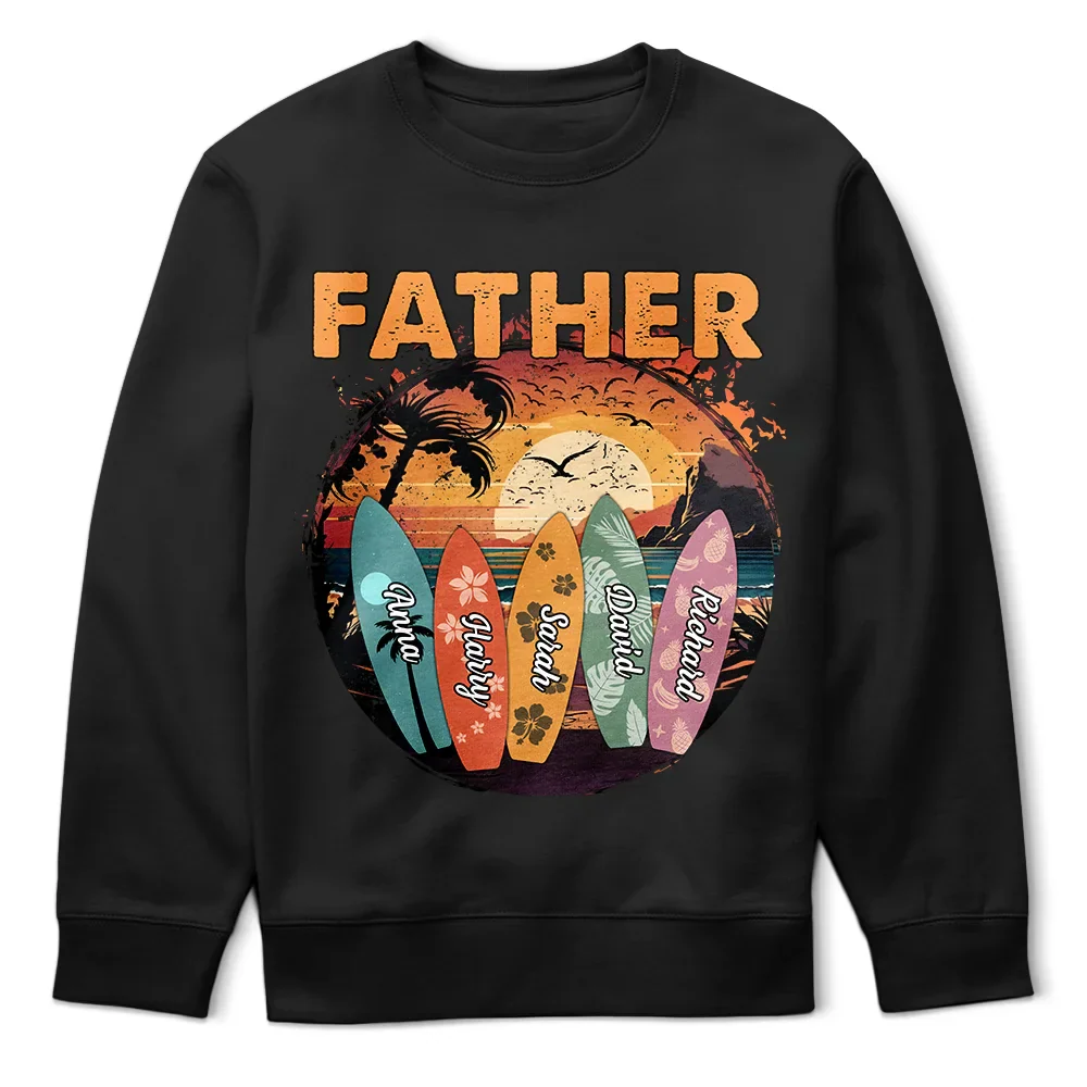 Summer Grandpa With Surfboards - Personalized T Shirt - Image 5