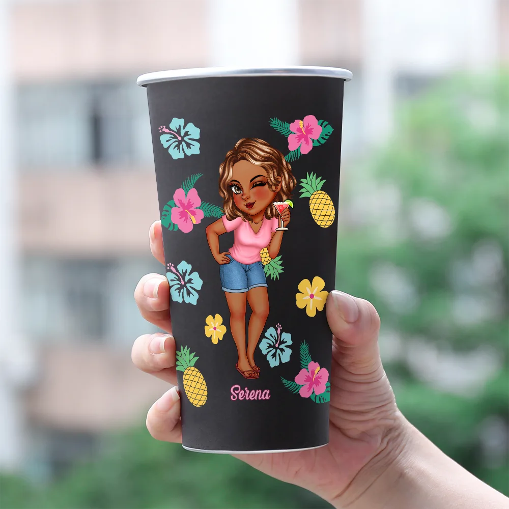 Sun Sand And A Drink In My Hand - Personalized Aluminum Color Changing Cup - Image 3