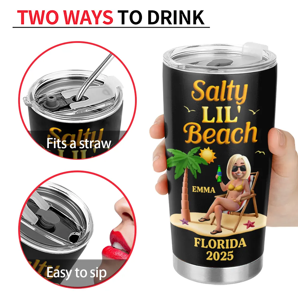 Sun Sand And A Drink In My Hand Vacation - Personalized Tumbler - Image 4