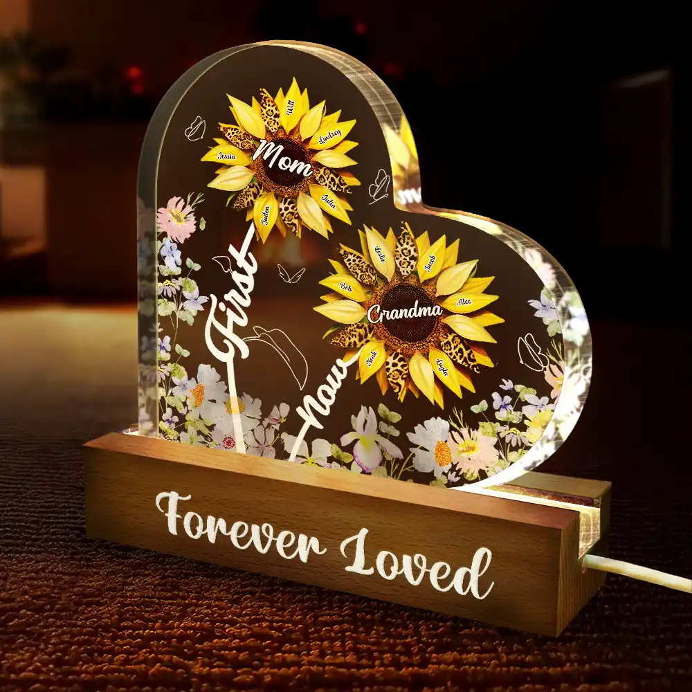Sunflower First Mom Now Grandma - Personalized Custom Shaped LED Light - Image 4