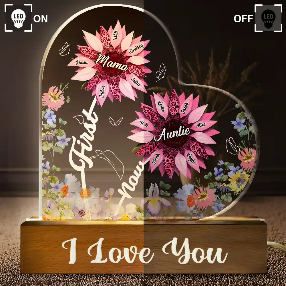 Sunflower First Mom Now Grandma - Personalized Custom Shaped LED Light - Image 5