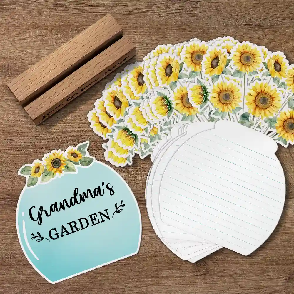 Sunflowers Grandma's Garden - Personalized Custom Shaped Cardstock With Wooden Stand - Image 4