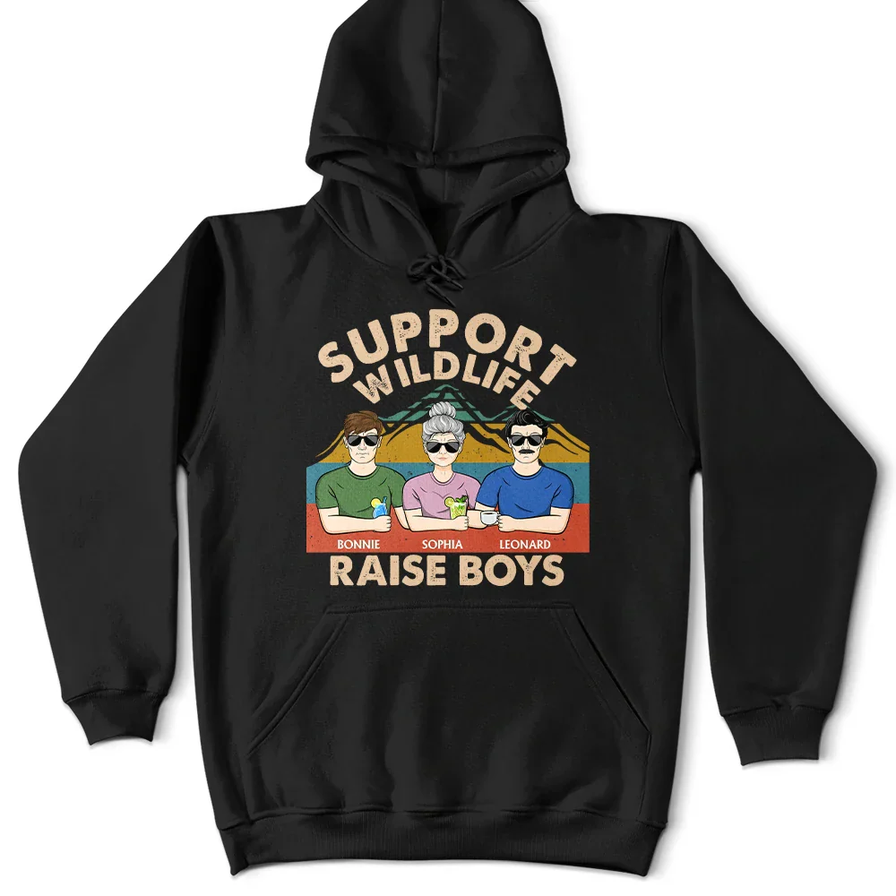 Support Wildlife Raise Boy Mom Funny - Personalized T Shirt - Image 4