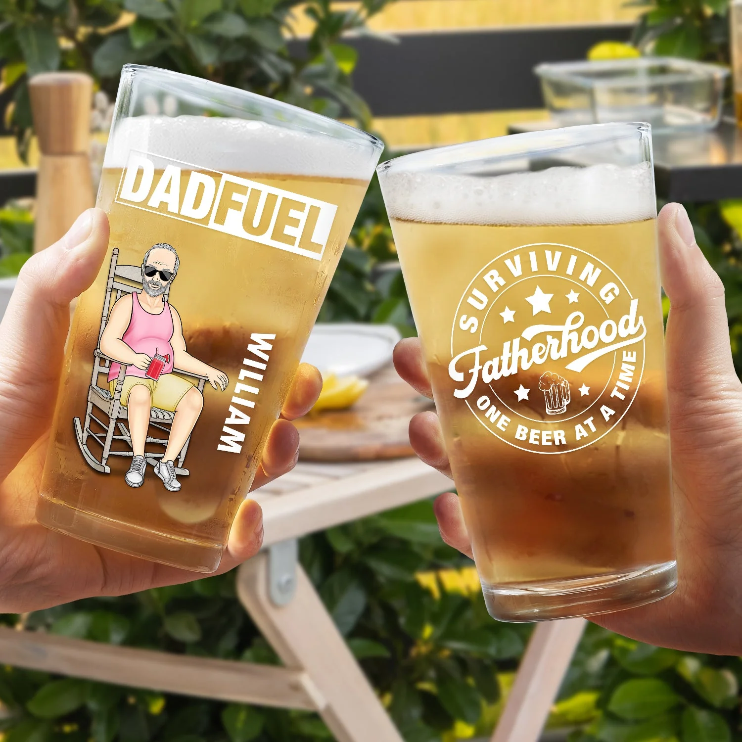 Surviving Fatherhood One Beer At A Time - Gift For Dad, Father - Personalized Beer Glass - Image 4