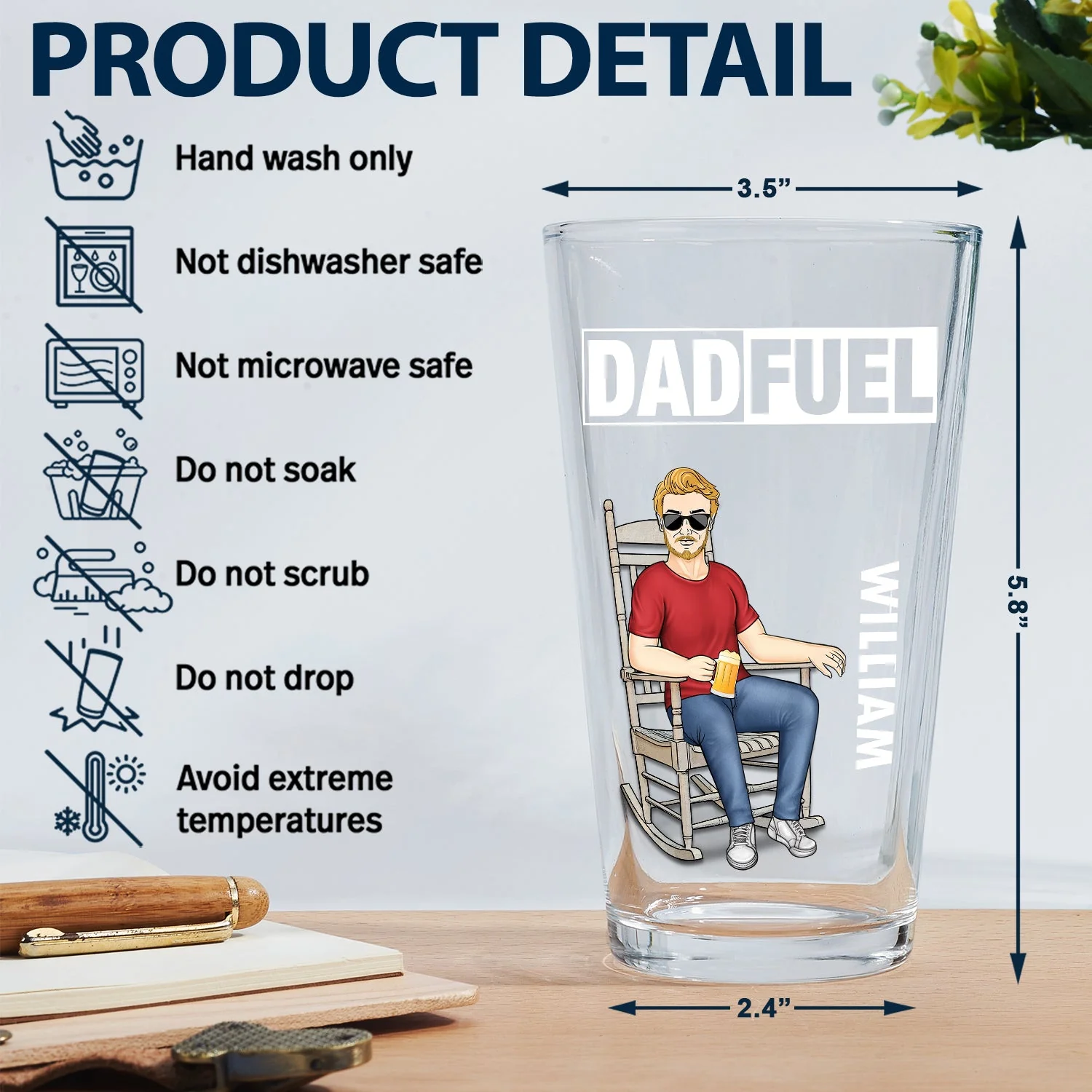 Surviving Fatherhood One Beer At A Time - Gift For Dad, Father - Personalized Beer Glass - Image 5