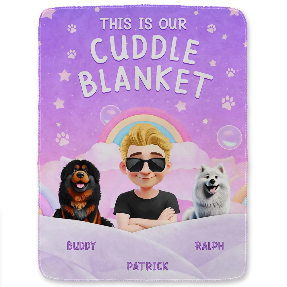 Sweet Dream This Is Our Cuddle 3D Girl And Dog Cat - Personalized Fleece Blanket, Sherpa Blanket - Image 2