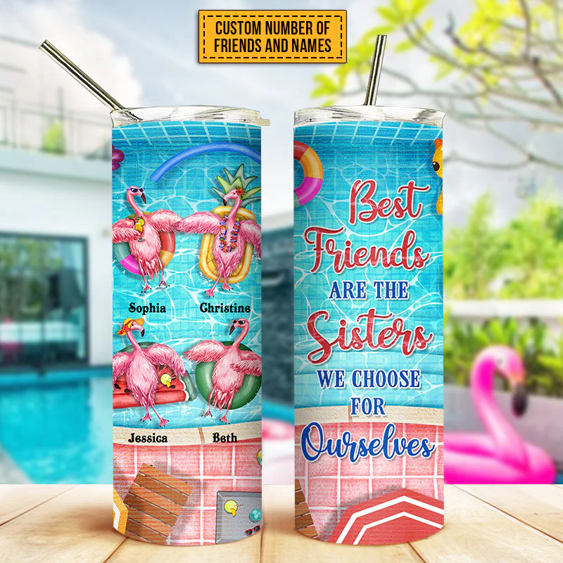 Swimming Flamingo Bestie Choose For Ourselves Custom Skinny Tumbler - Image 4
