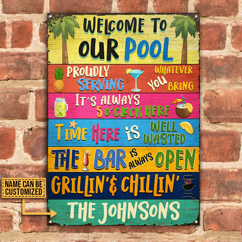 Swimming Pool Bar Grilling Welcome To Custom Classic Metal Signs - Image 2